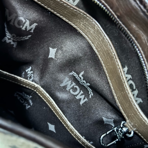 Gorgeous EUC- MCM Marble Visetos Crossbody-Tan/Brown Coated Canvas-Leather Trim - Picture 7 of 17